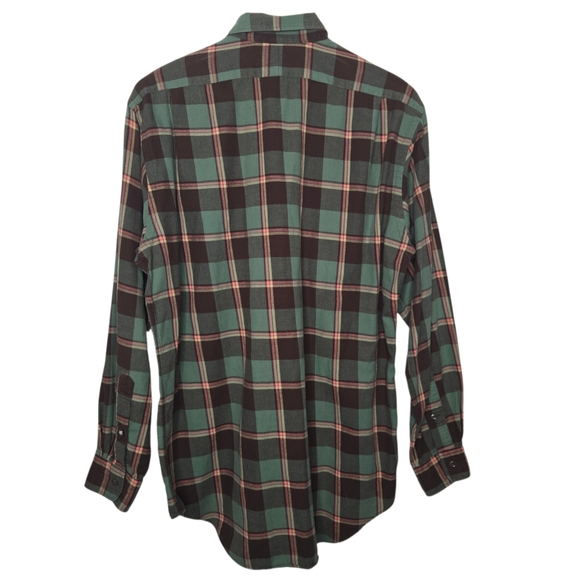 Polo By Ralph Lauren Blue Label Vintage Plaid Button Up Cotton Flannel Medium - Picture 2 of 7